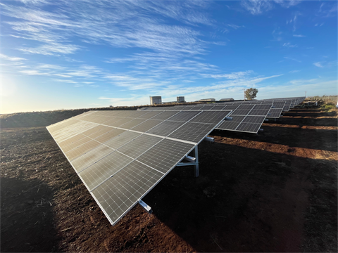 solar panel array mounted on ground